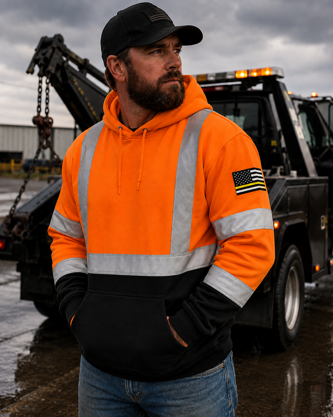 Hi-Vis ANSI Class 3 Safety Hoodie (Orange and Yellow)