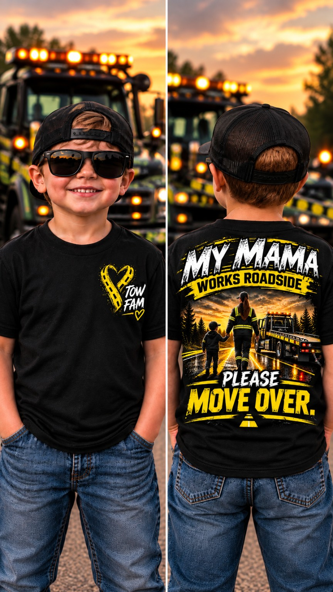 “My Mama Works Roadside Please Move Over” Tee