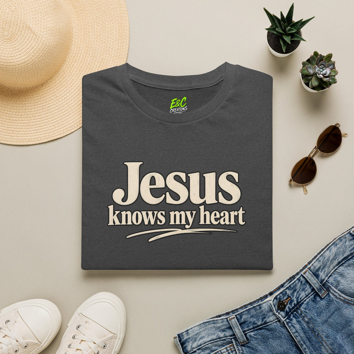 Jesus Knows My Heart/Kingdom raised T-Shirt