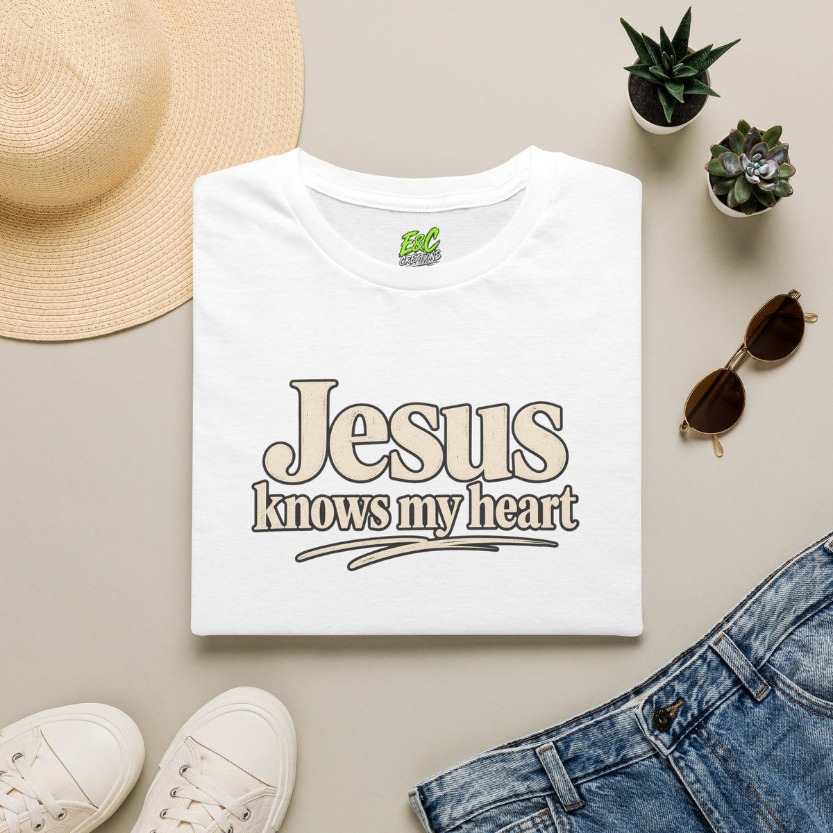 Jesus Knows My Heart/Kingdom raised T-Shirt